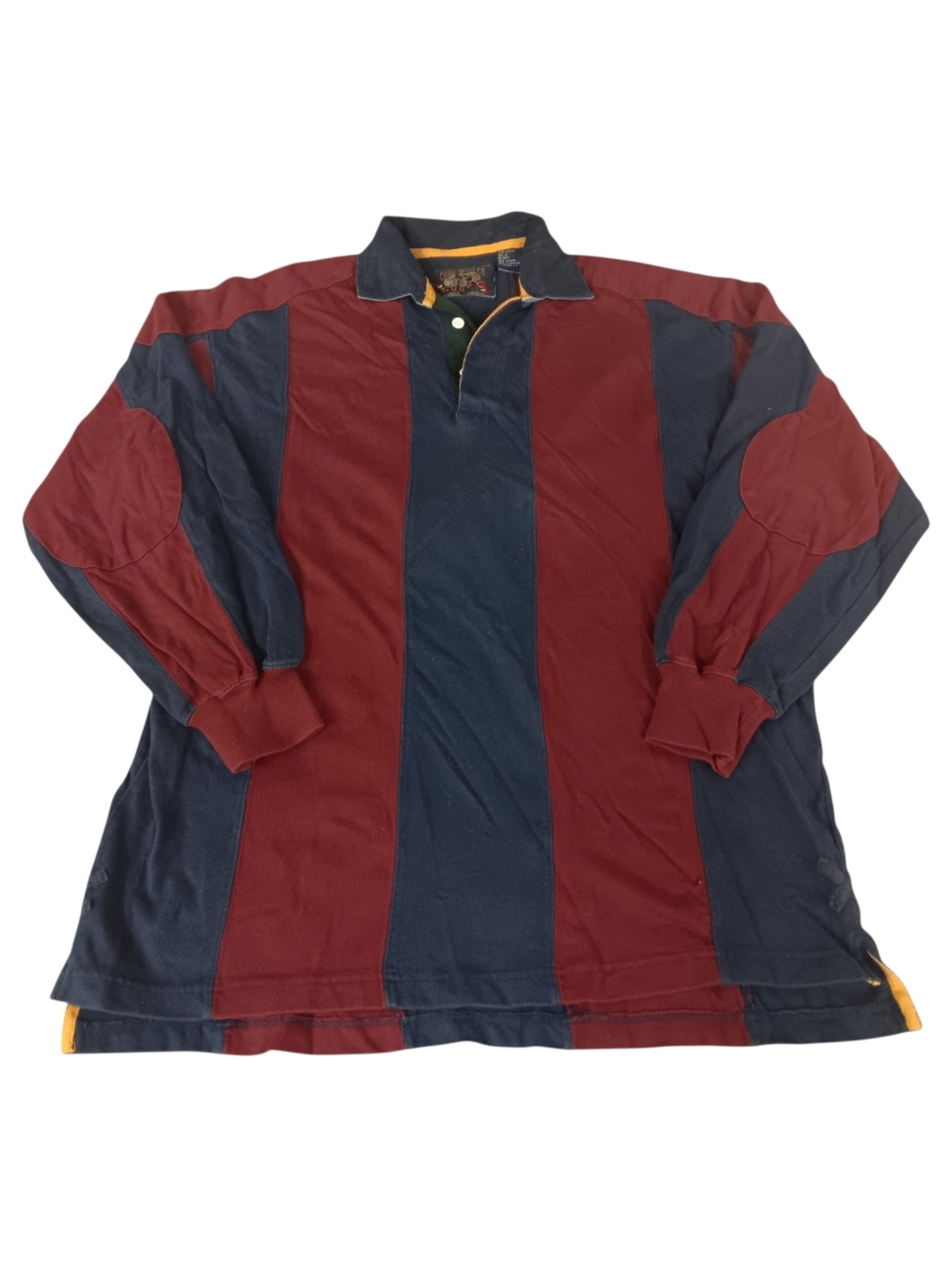 Vintage Striped Rugby Polo Shirt - Navy & Burgundy by Casual Clothing - L